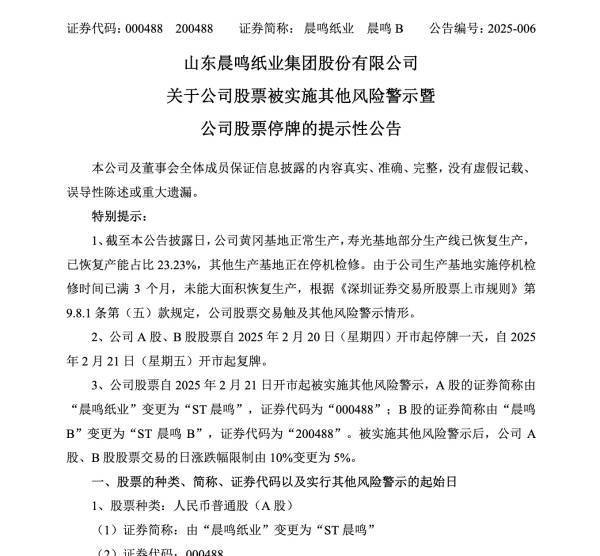 晨鳴紙業停牌&ldquo;戴帽&rdquo;，<a href='http://m.nwmattresscenter.com/'>造紙</a>巨頭何去何從？